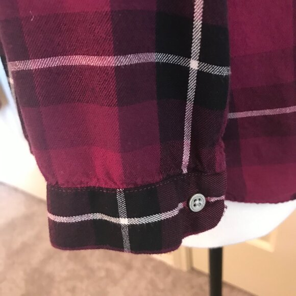 J Jill Burgundy Plaid Blouse - Size M - Picture 8 of 13